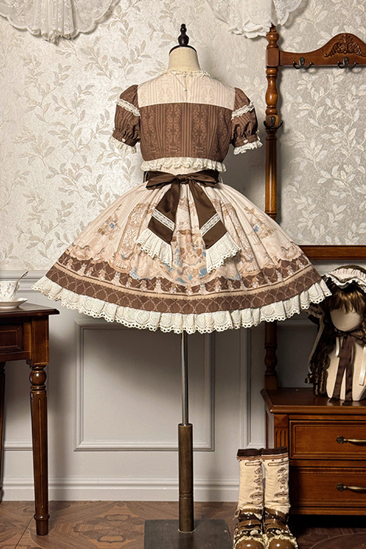 Sweet Lolita Dress - Sea Salt Fairy Tale Doll, 2 Colors, Ruffled, Printed, Bow Detail - additional product view 8