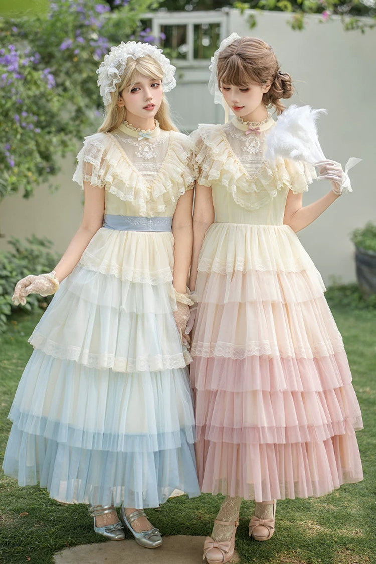 Sweet Lolita Dress - Sincere Vow, Pink, Stand Collar, Layered, Ruffled - additional product view 9