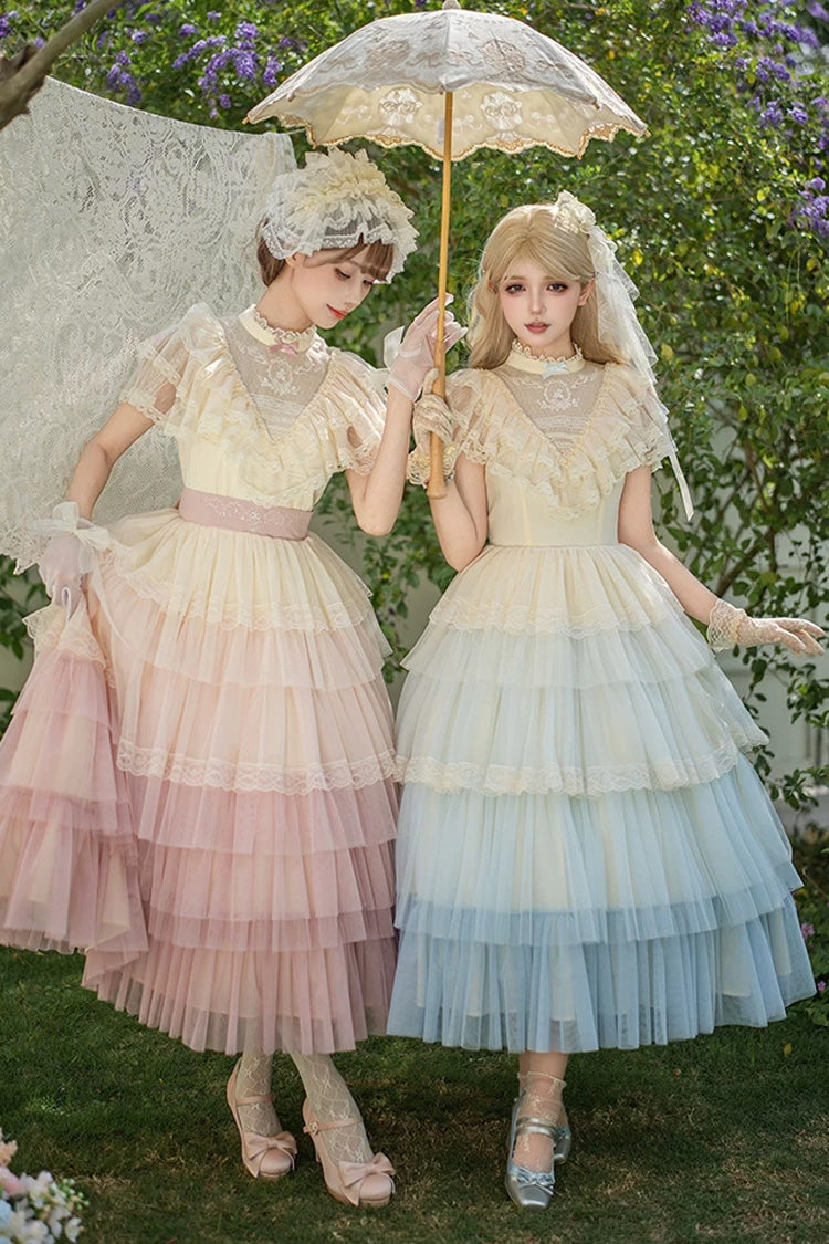 Sweet Lolita Dress - Sincere Vow, Pink, Stand Collar, Layered, Ruffled - additional product view 10