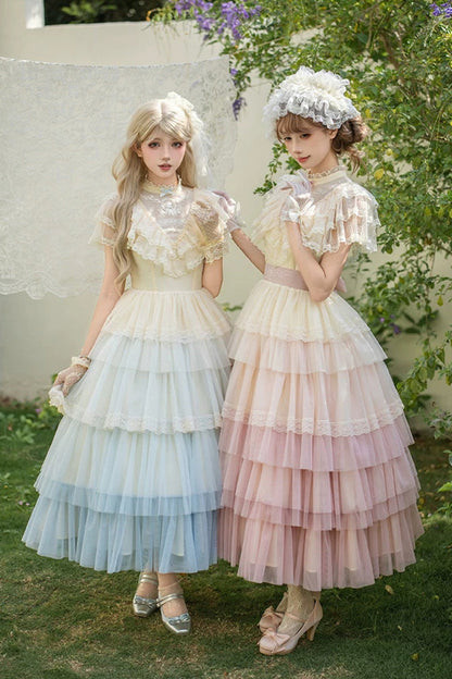 Sweet Lolita Dress - Sincere Vow, Pink, Stand Collar, Layered, Ruffled - additional product view 11