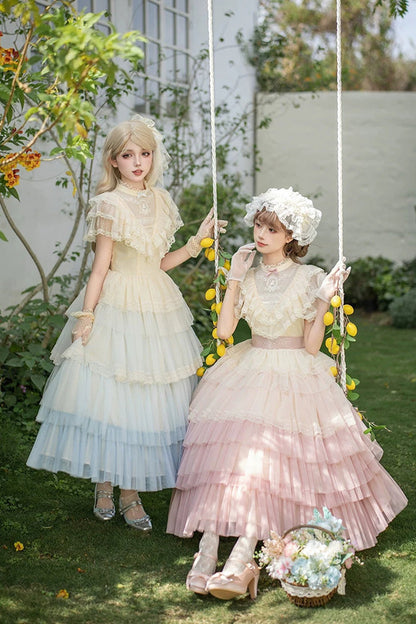 Sweet Lolita Dress - Sincere Vow, Pink, Stand Collar, Layered, Ruffled - additional product view 12