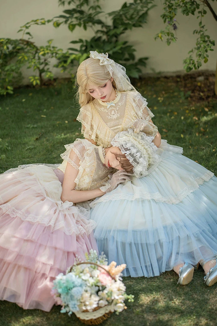 Sweet Lolita Dress - Sincere Vow, Pink, Stand Collar, Layered, Ruffled - additional product view 13