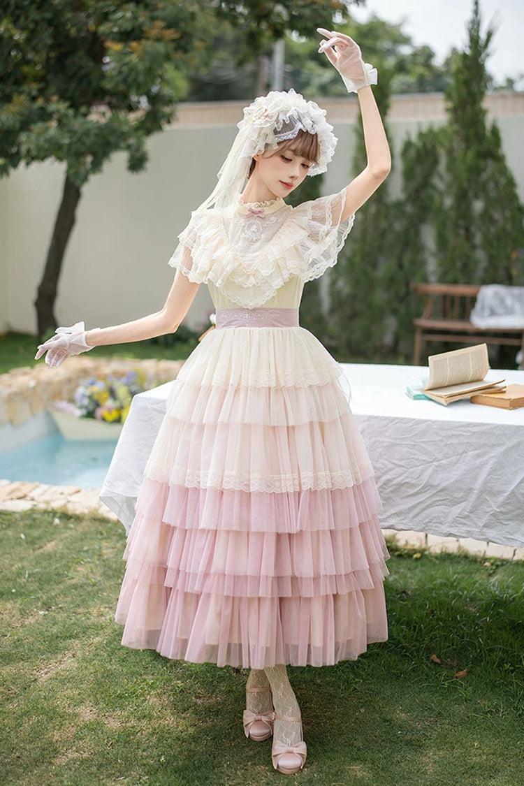 Sweet Lolita Dress - Sincere Vow, Pink, Stand Collar, Layered, Ruffled - additional product view 15
