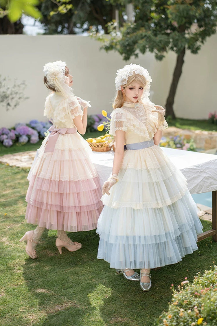 Sweet Lolita Dress - Sincere Vow, Pink, Stand Collar, Layered, Ruffled - additional product view 17