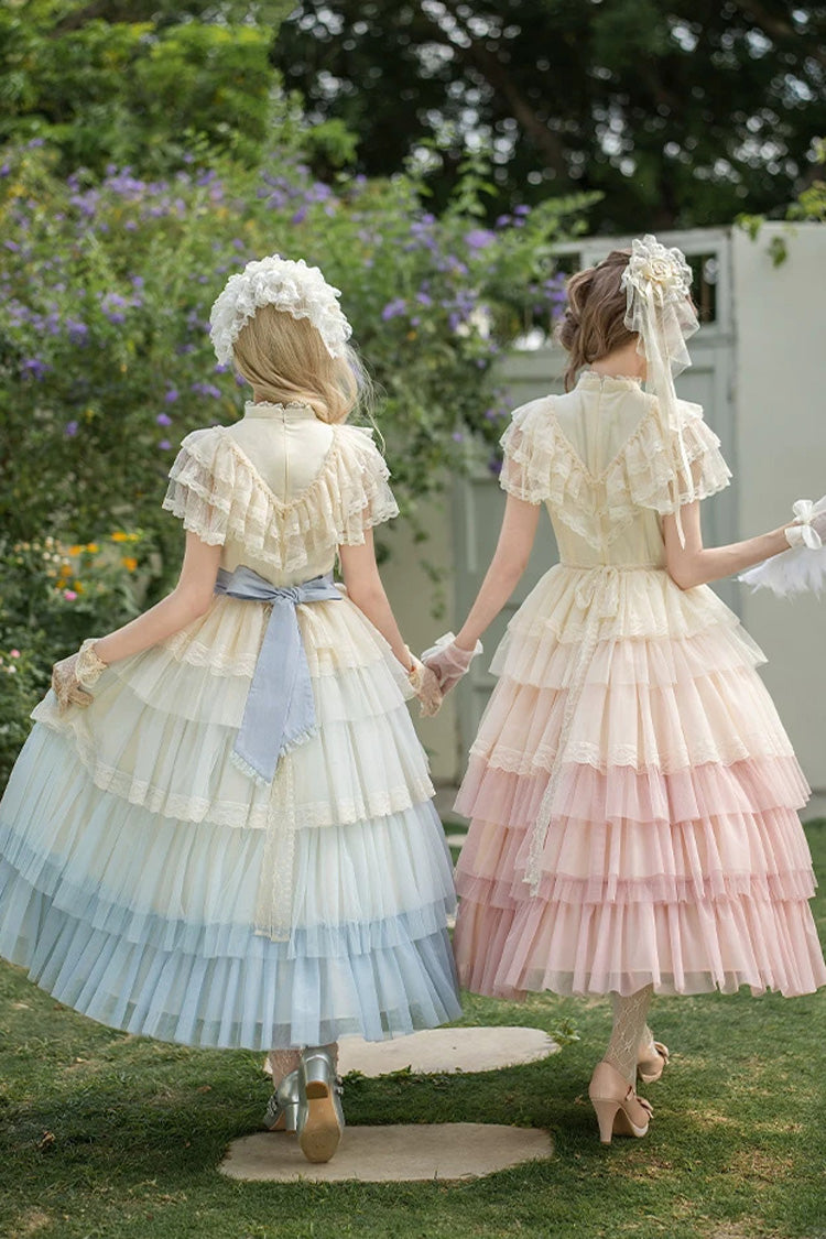 Sweet Lolita Dress - Sincere Vow, Pink, Stand Collar, Layered, Ruffled - additional product view 18