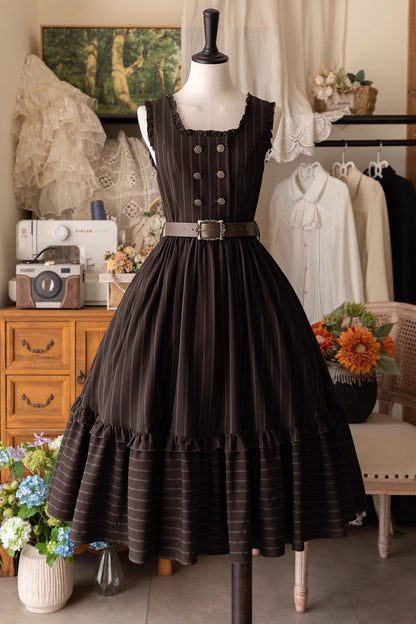 Sweet Lolita Dress - Small Estate, 3 Colors, Ruffled, Classic Style - S Brown / M Brown / L Brown option