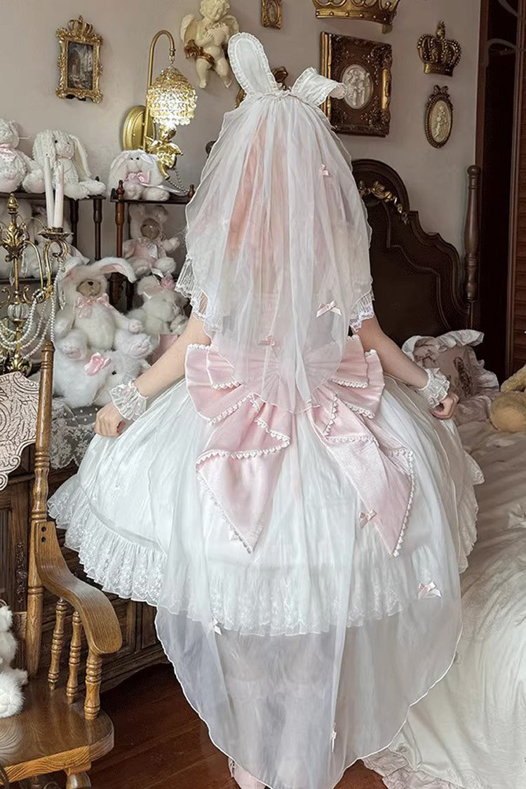 Sweet Lolita Dress - Snow Of Love, 2 Colors, Ruffled, Bow Detail, Lace Trim - additional product view 2