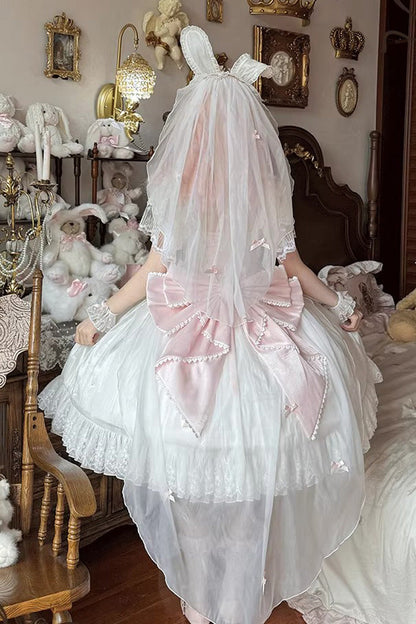 Sweet Lolita Dress - Snow Of Love, 2 Colors, Ruffled, Bow Detail, Lace Trim - additional product view 2