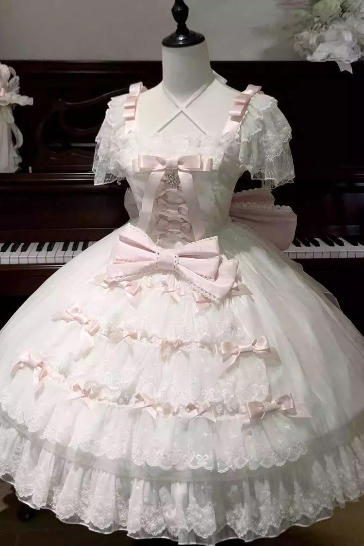 Sweet Lolita Dress - Snow Of Love, 2 Colors, Ruffled, Bow Detail, Lace Trim - additional product view 3
