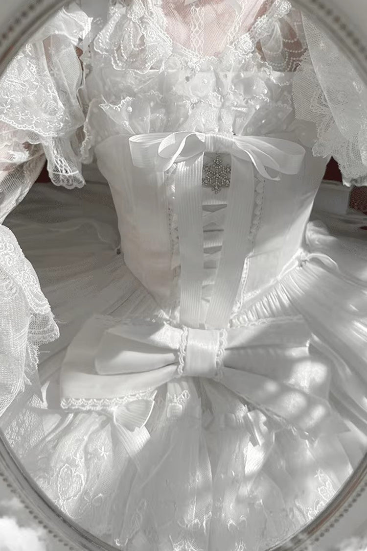 Sweet Lolita Dress - Snow Of Love, 2 Colors, Ruffled, Bow Detail, Lace Trim - additional product view 8