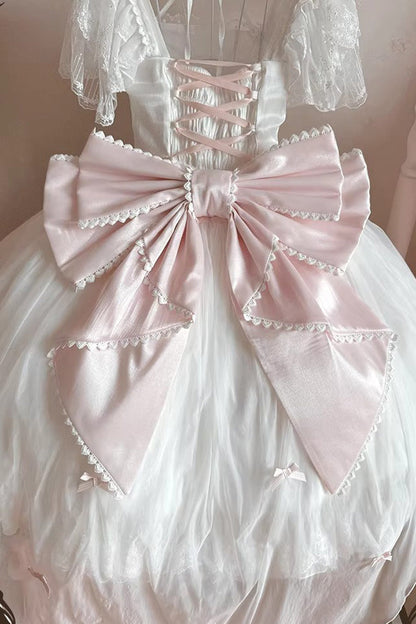 Sweet Lolita Dress - Snow Of Love, 2 Colors, Ruffled, Bow Detail, Lace Trim - additional product view 11
