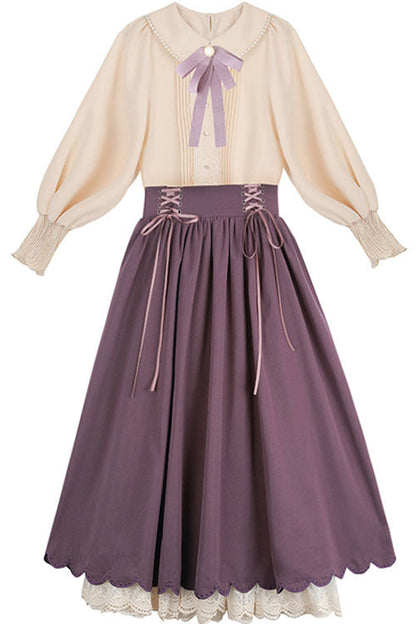 Sweet Lolita Dress - Solid Color High Waisted, 3 Colors, High Waist, Classic Style - additional product view 5