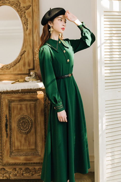 Sweet Lolita Dress - Solid Color Navy Style, 2 Colors, High Waist, Classic Style - additional product view 3