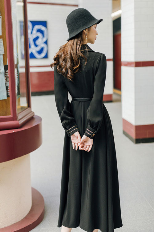 Sweet Lolita Dress - Solid Color Navy Style, 2 Colors, High Waist, Classic Style - additional product view 8