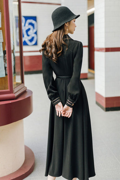 Sweet Lolita Dress - Solid Color Navy Style, 2 Colors, High Waist, Classic Style - additional product view 8