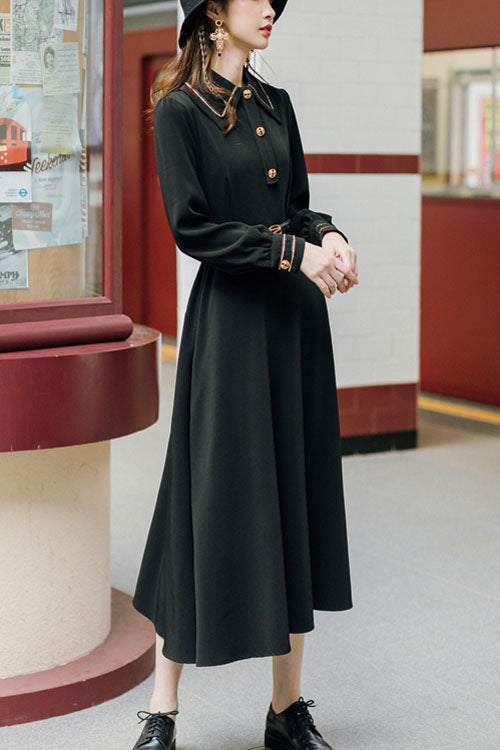 Sweet Lolita Dress - Solid Color Navy Style, 2 Colors, High Waist, Classic Style - S Black / M Black / L Black option
