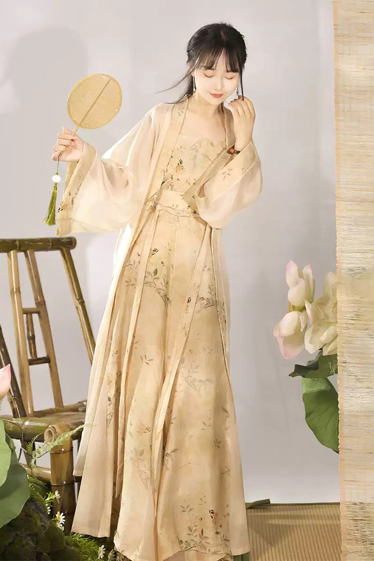 Sweet Lolita Dress - Song Dynasty High Waisted, Ivory, High Waist, Women's Style, Printed - main product image