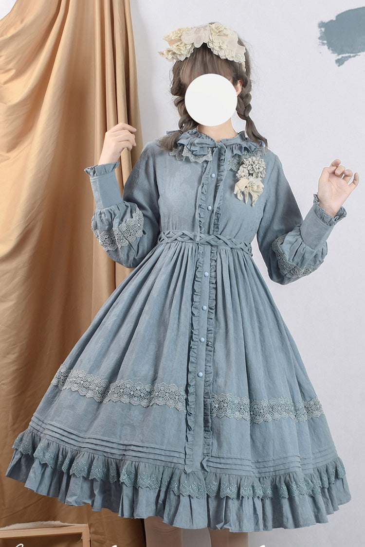 Sweet Lolita Dress - Spring Dawn, 3 Colors, Ruffled, Long Sleeves, Bow Detail - additional product view 2