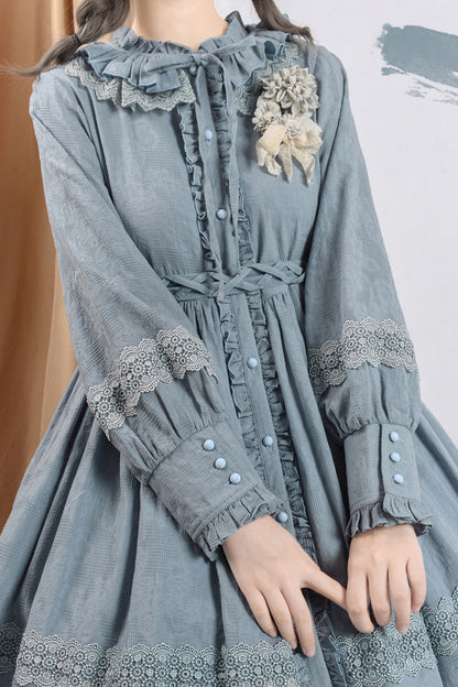 Sweet Lolita Dress - Spring Dawn, 3 Colors, Ruffled, Long Sleeves, Bow Detail - additional product view 3