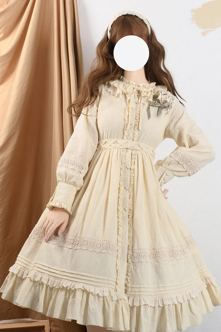 Sweet Lolita Dress - Spring Dawn, 3 Colors, Ruffled, Long Sleeves, Bow Detail - additional product view 5