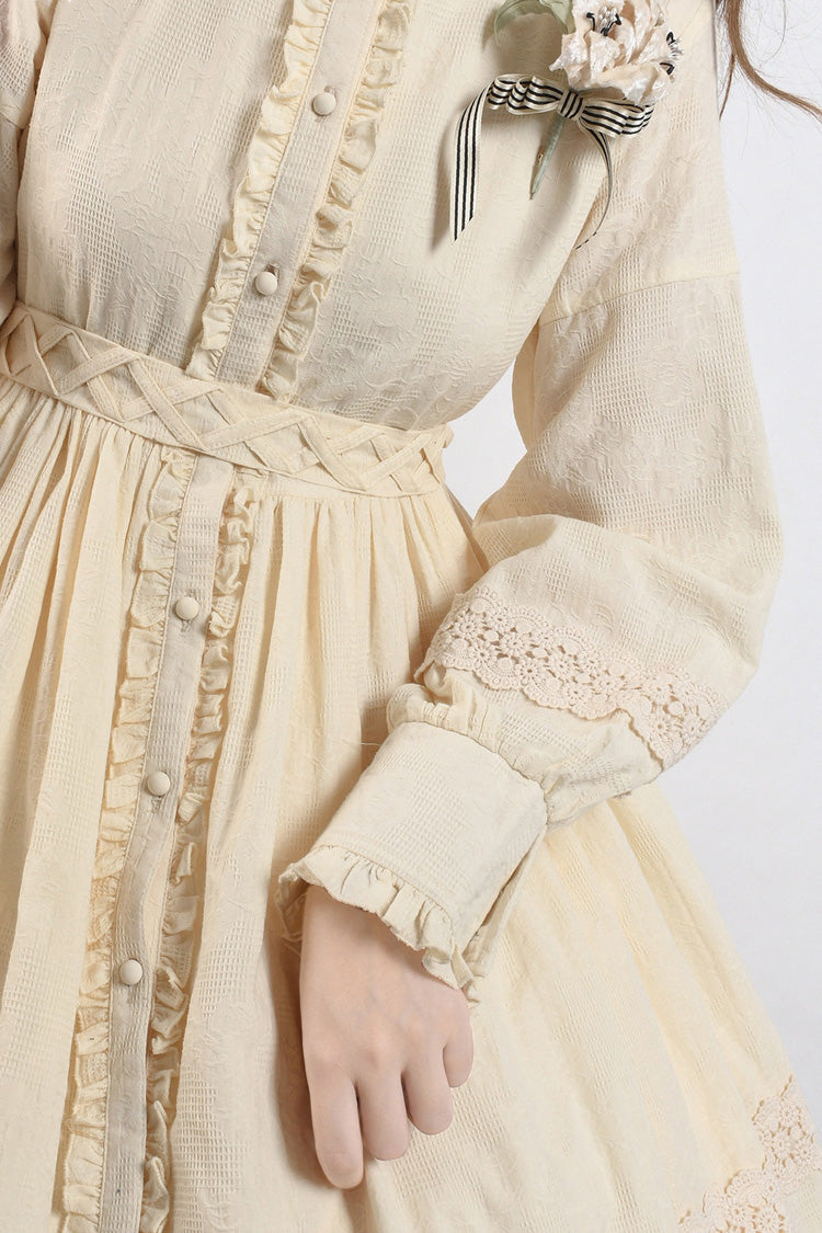 Sweet Lolita Dress - Spring Dawn, 3 Colors, Ruffled, Long Sleeves, Bow Detail - additional product view 6