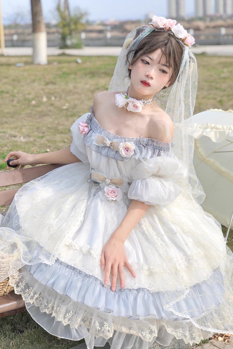 Sweet Lolita Dress - Spring Of Boliya, 2 Colors, Bow Detail, Lace Trim, Ruffled - additional product view 4