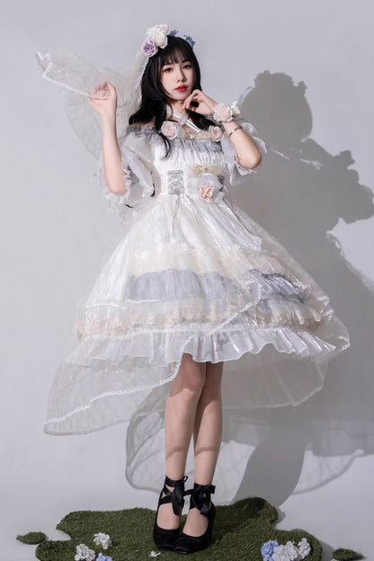 Sweet Lolita Dress - Spring Of Boliya, 2 Colors, Bow Detail, Lace Trim, Ruffled - main product image