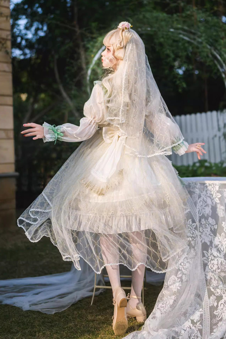 Sweet Lolita Dress - Spring Of Boliya, Green, Ruffled, Layered, Lace-Up - additional product view 3