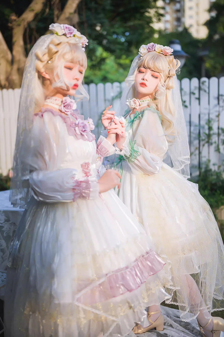 Sweet Lolita Dress - Spring Of Boliya, Green, Ruffled, Layered, Lace-Up - additional product view 5