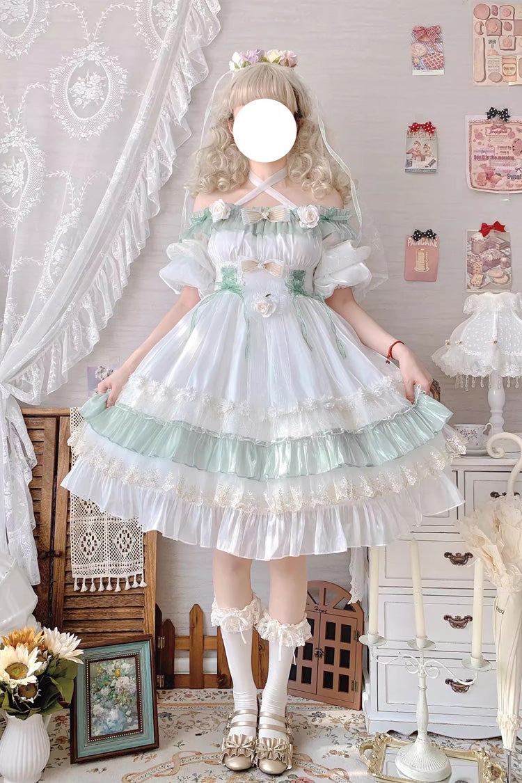 Sweet Lolita Dress - Spring Of Boliya, Green, Ruffled, Layered, Lace-Up - additional product view 9