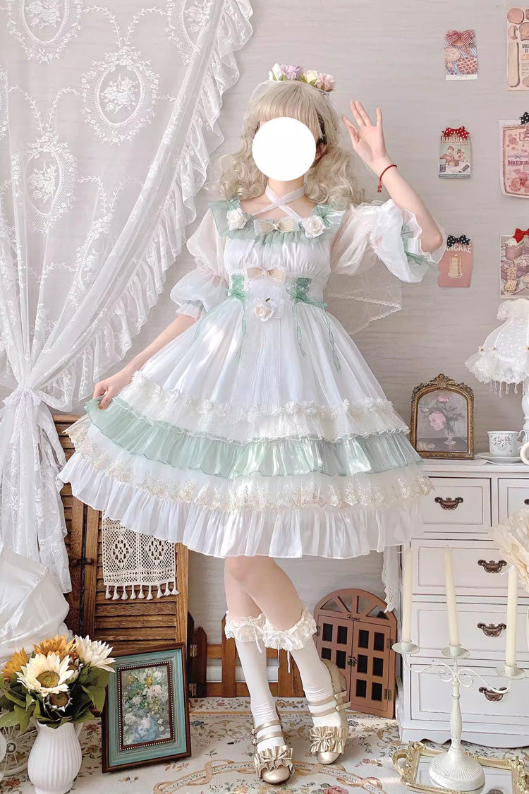 Sweet Lolita Dress - Spring Of Boliya, Green, Ruffled, Layered, Lace-Up - additional product view 10
