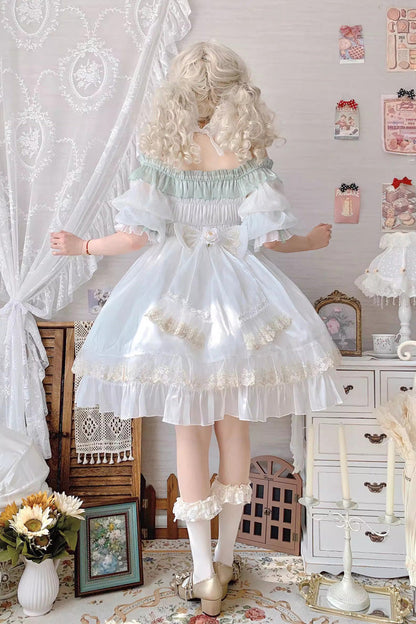 Sweet Lolita Dress - Spring Of Boliya, Green, Ruffled, Layered, Lace-Up - additional product view 11