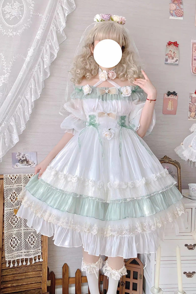 Sweet Lolita Dress - Spring Of Boliya, Green, Ruffled, Layered, Lace-Up - additional product view 12