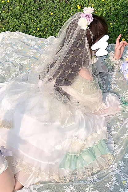 Sweet Lolita Dress - Spring Of Boliya, Green, Ruffled, Layered, Lace-Up - additional product view 14
