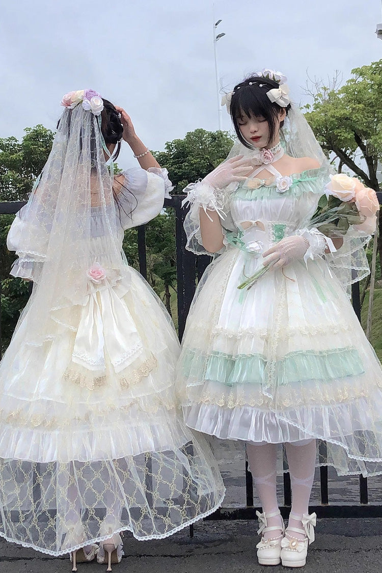 Sweet Lolita Dress - Spring Of Boliya, Green, Ruffled, Layered, Lace-Up - additional product view 18