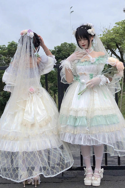Sweet Lolita Dress - Spring Of Boliya, Green, Ruffled, Layered, Lace-Up - additional product view 18