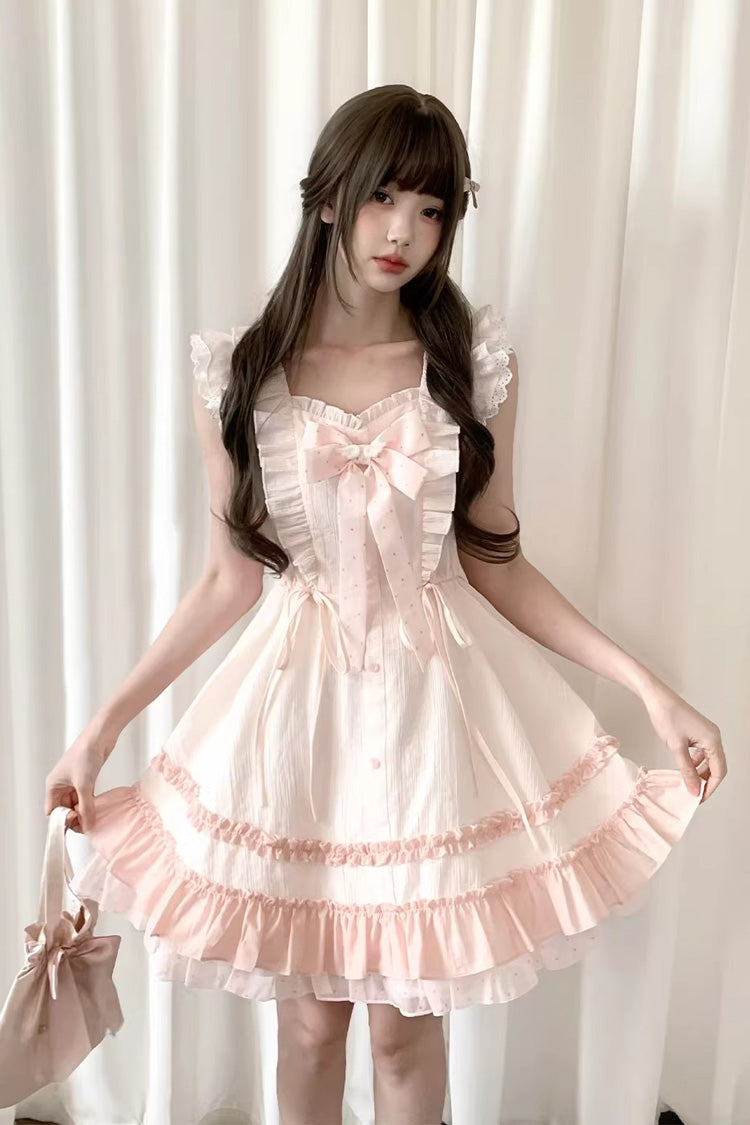 Sweet Lolita Dress - Spring Timeline, Pink, Lace Trim, Ruffled, Layered - main product image