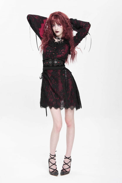 Sweet Lolita Dress - Square Collar Floral Embroidery, Red, Square Collar, Women's Style - additional product view 10