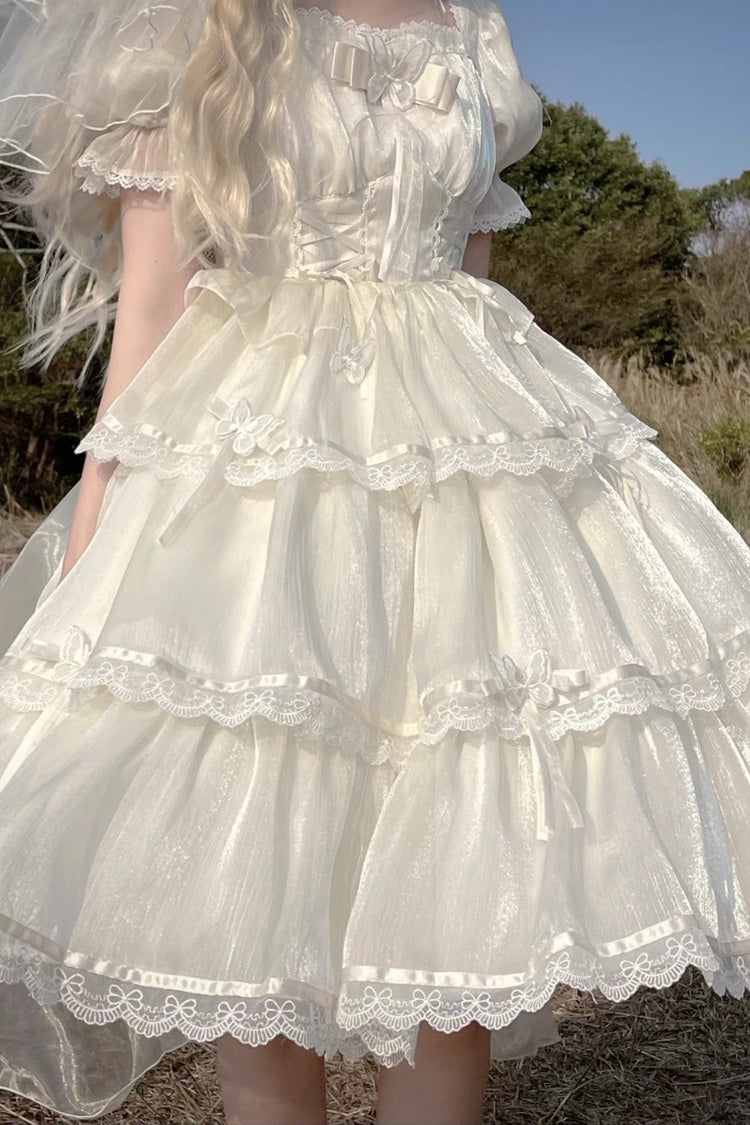 Sweet Lolita Dress - Square Collar High Waisted, Ivory, Square Collar, Plus Size - additional product view 6