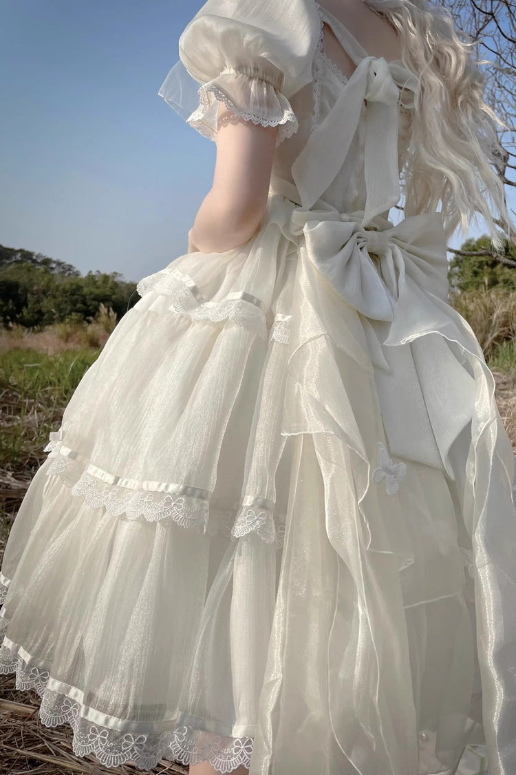 Sweet Lolita Dress - Square Collar High Waisted, Ivory, Square Collar, Plus Size - additional product view 7