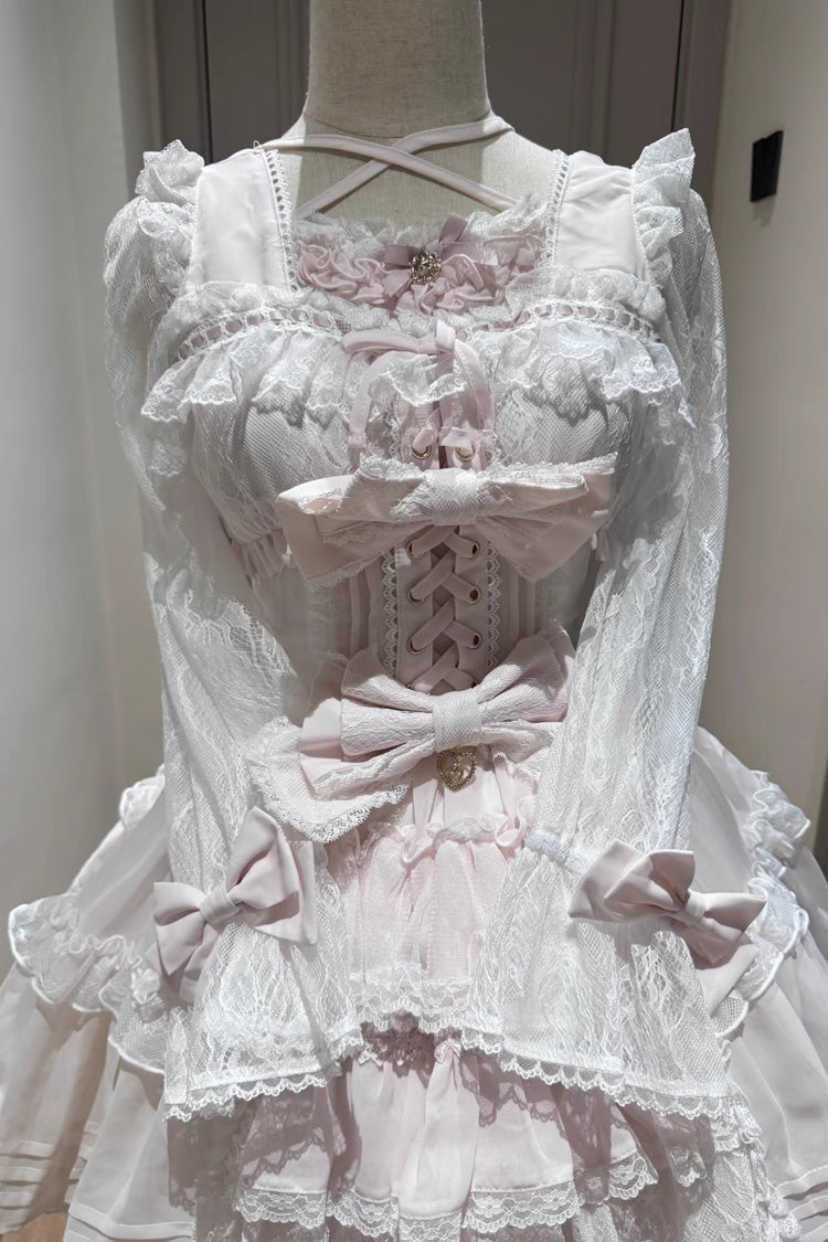 Sweet Lolita Dress - Square Collar Lace Ruffle, 3 Colors, Square Collar, Plus Size - additional product view 3