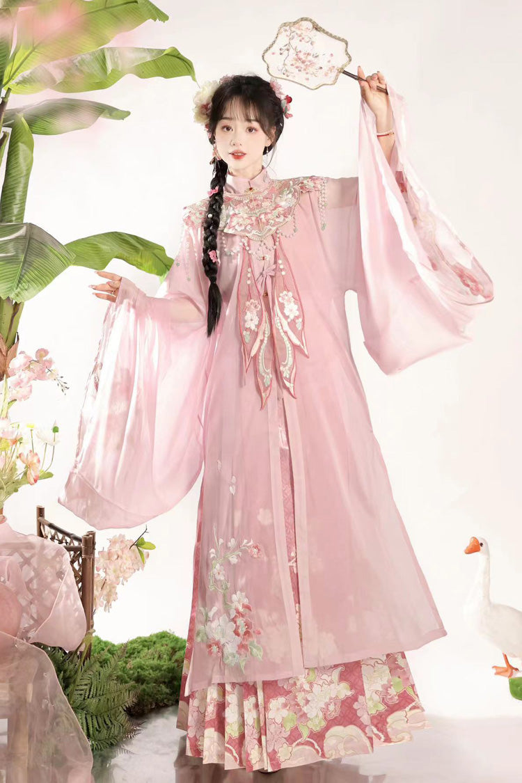 Sweet Lolita Dress - Stand Collar Ming-style, Pink, Stand Collar, Chinese-Inspired Style - additional product view 2