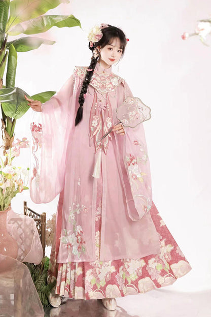Sweet Lolita Dress - Stand Collar Ming-style, Pink, Stand Collar, Chinese-Inspired Style - additional product view 4