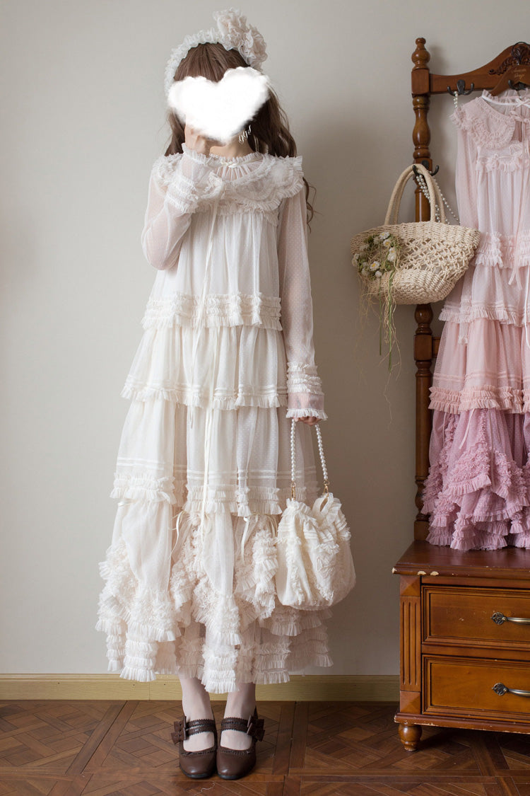 Sweet Lolita Dress - Stand Collar Multi-layered, 14 Colors, Stand Collar, Ruffled - additional product view 7