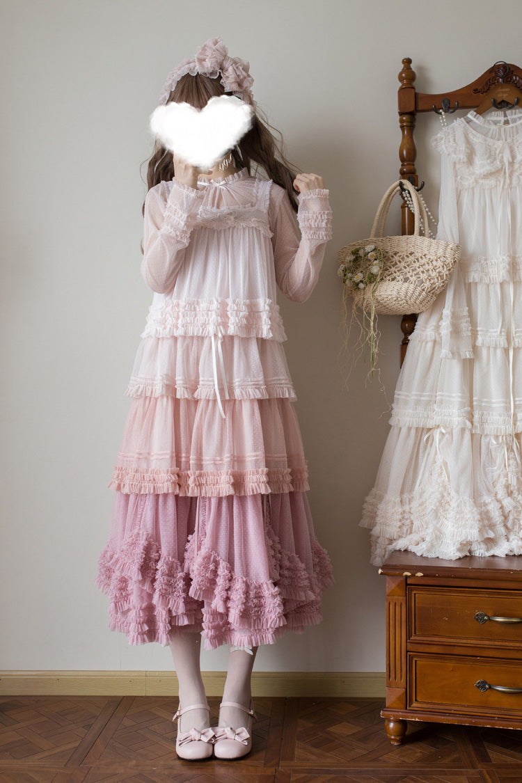 Sweet Lolita Dress - Stand Collar Multi-layered, 14 Colors, Stand Collar, Ruffled - additional product view 11