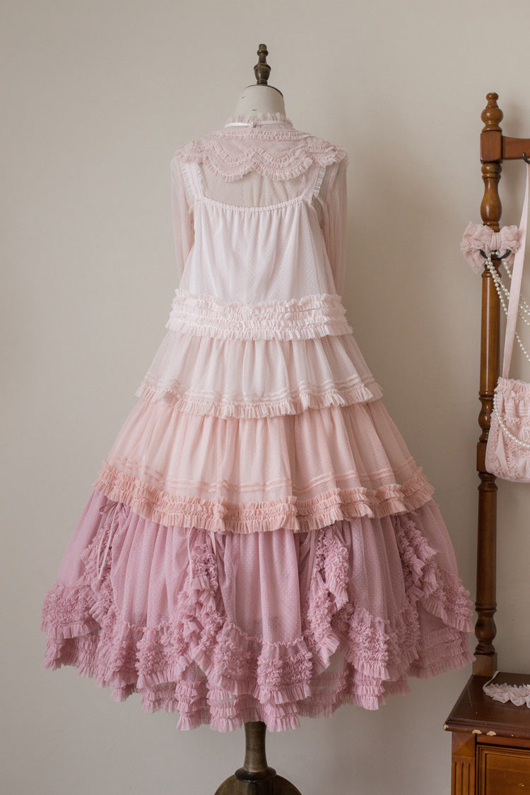 Sweet Lolita Dress - Stand Collar Multi-layered, 14 Colors, Stand Collar, Ruffled - additional product view 12