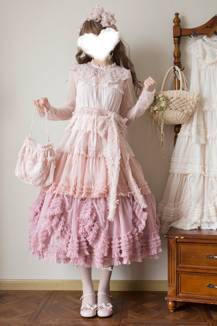 Sweet Lolita Dress - Stand Collar Multi-layered, 14 Colors, Stand Collar, Ruffled - additional product view 14