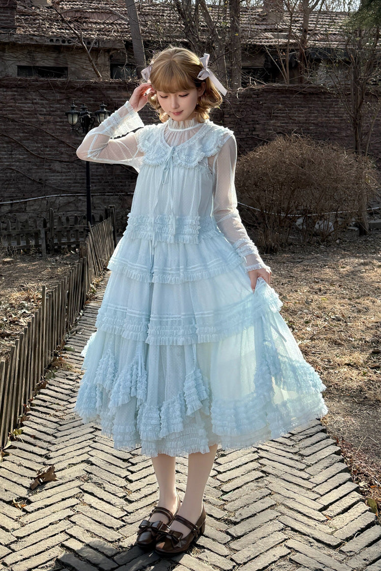 Sweet Lolita Dress - Stand Collar Multi-layered, 14 Colors, Stand Collar, Ruffled - additional product view 24