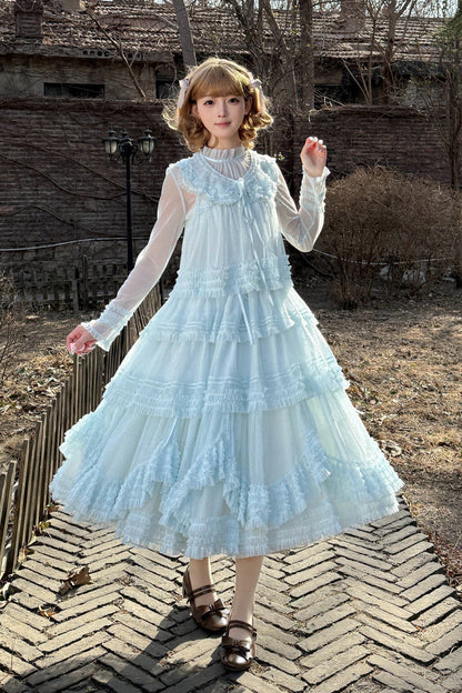 Sweet Lolita Dress - Stand Collar Multi-layered, 14 Colors, Stand Collar, Ruffled - additional product view 25