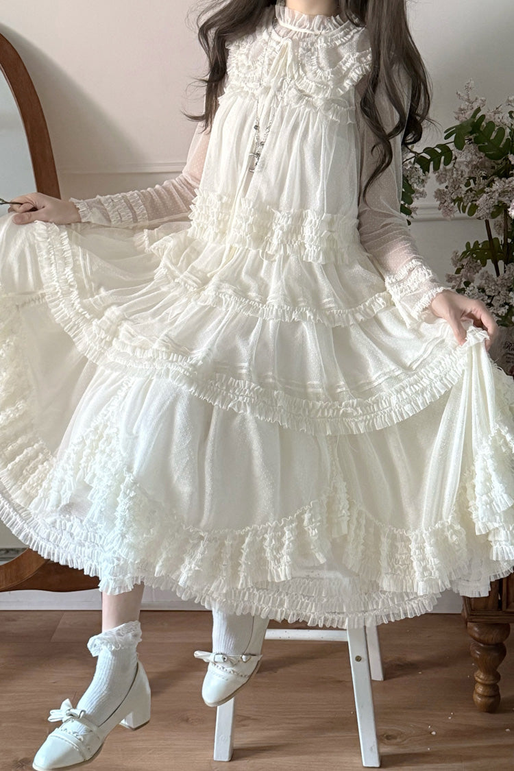 Sweet Lolita Dress - Stand Collar Multi-layered, 14 Colors, Stand Collar, Ruffled - additional product view 29